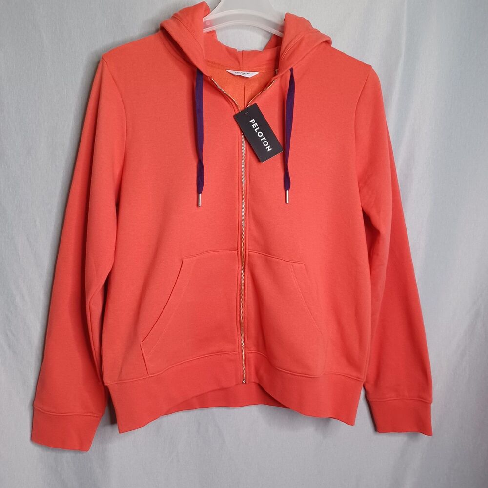 Peloton Hoodie Mens XL Red Original Full Zip Fleece Graphic Logo Back Athletic